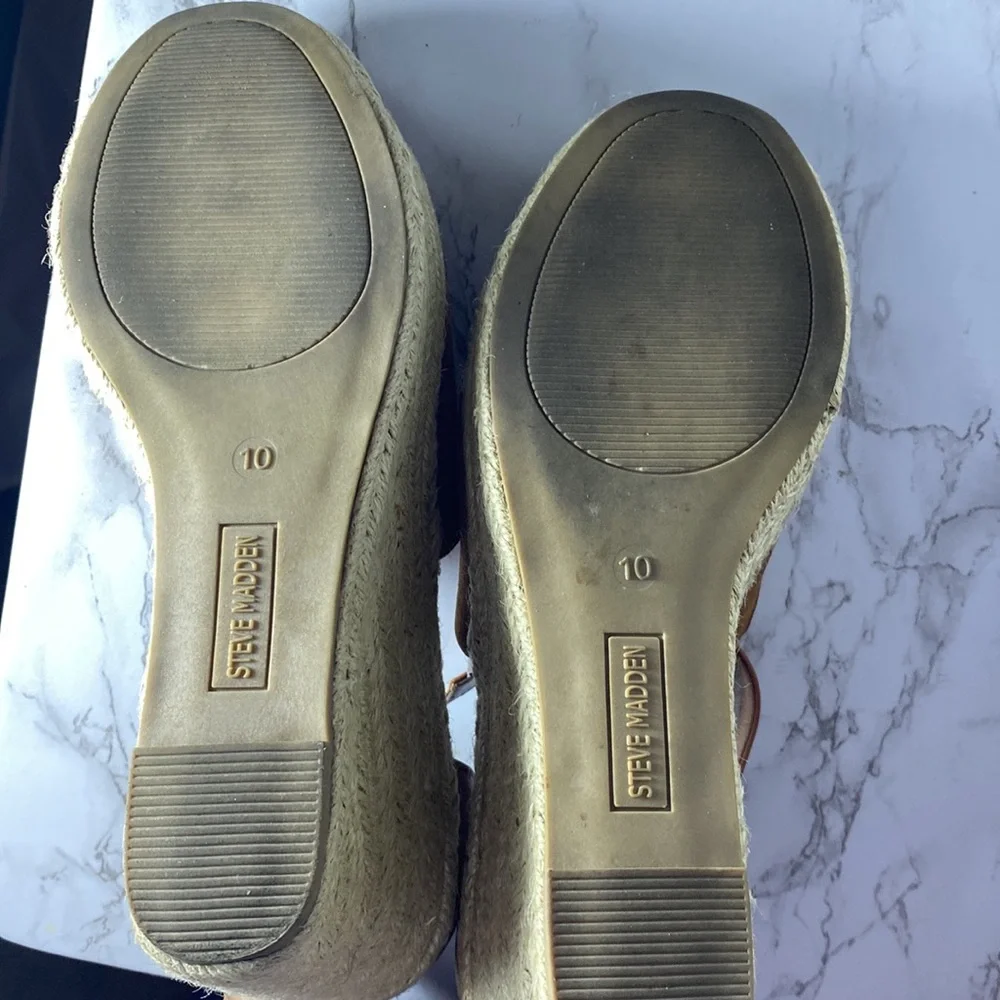 Steve Madden Jaylen Sandals Cognac Suede Shoes Size 10 Espadrilles with Box
